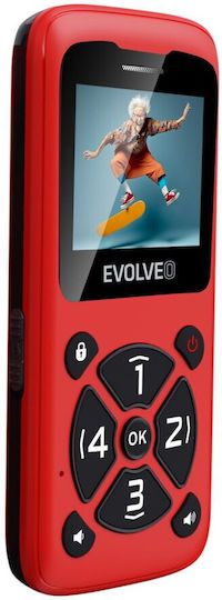 Evolveo EasyPhone ID Einzel-SIM Handy mit Großen Tasten Rot