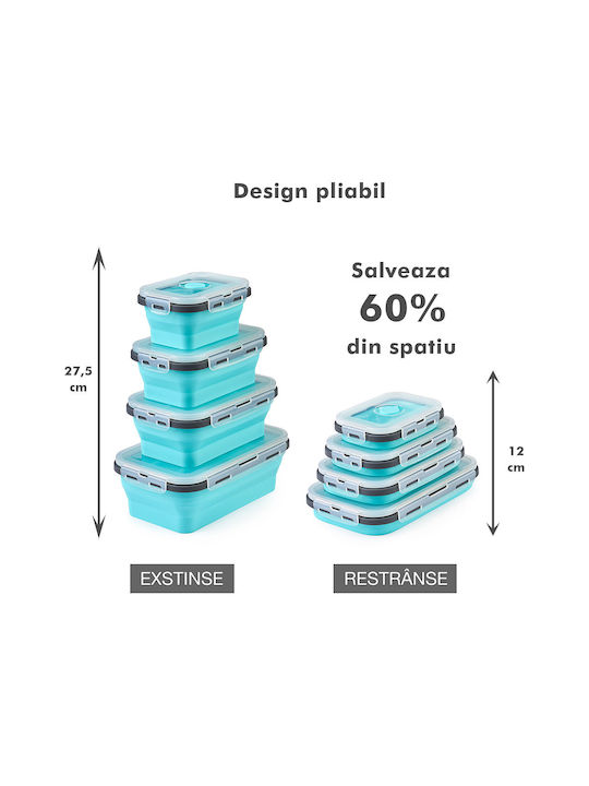 Microwave Silicone Lunch Box Blue 4pcs