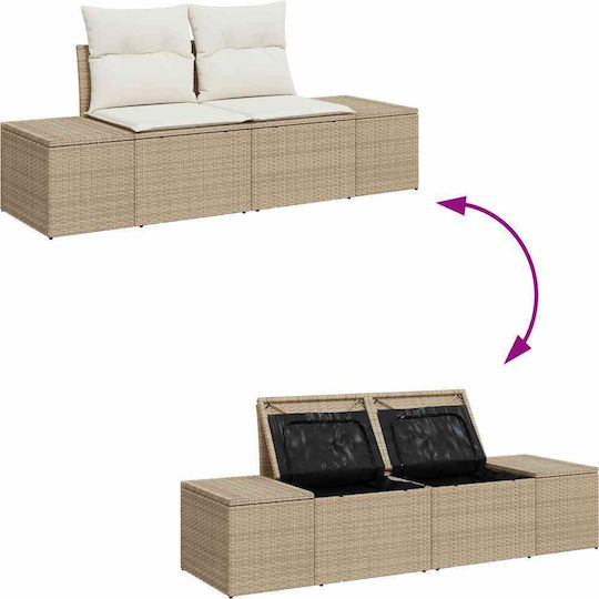 vidaXL Garden & Outdoor Furniture Set Living Room 9 Pieces Beige with Pillows