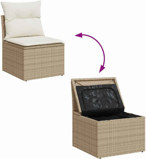 vidaXL Garden & Outdoor Furniture Set Living Room 9 Pieces Beige with Pillows