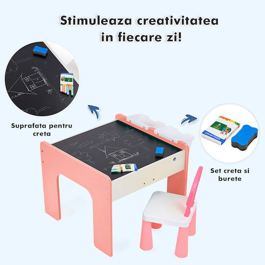Set Masă cu Scaune pentru Copii pentru Desen Roz