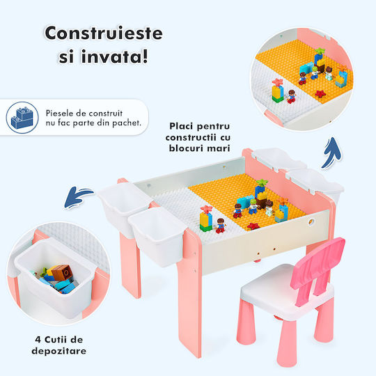 Set Masă cu Scaune pentru Copii pentru Desen Roz