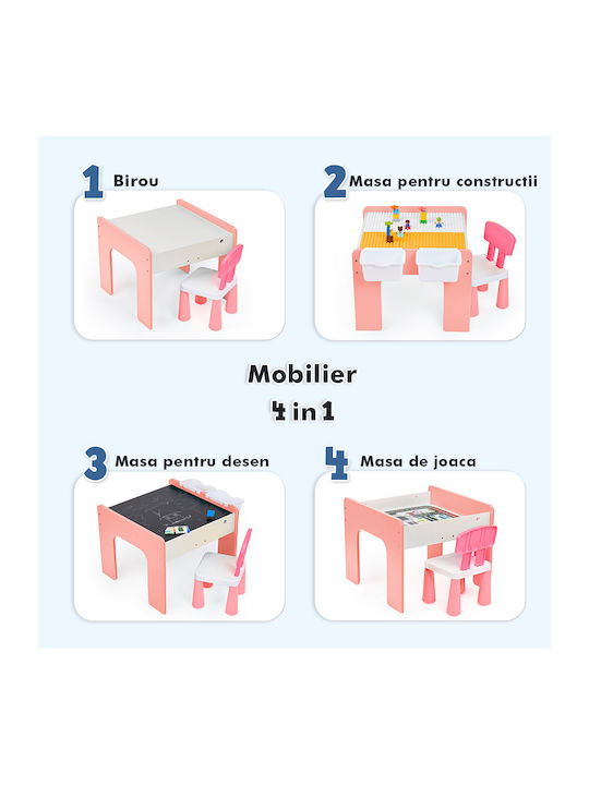 Set Masă cu Scaune pentru Copii pentru Desen Roz