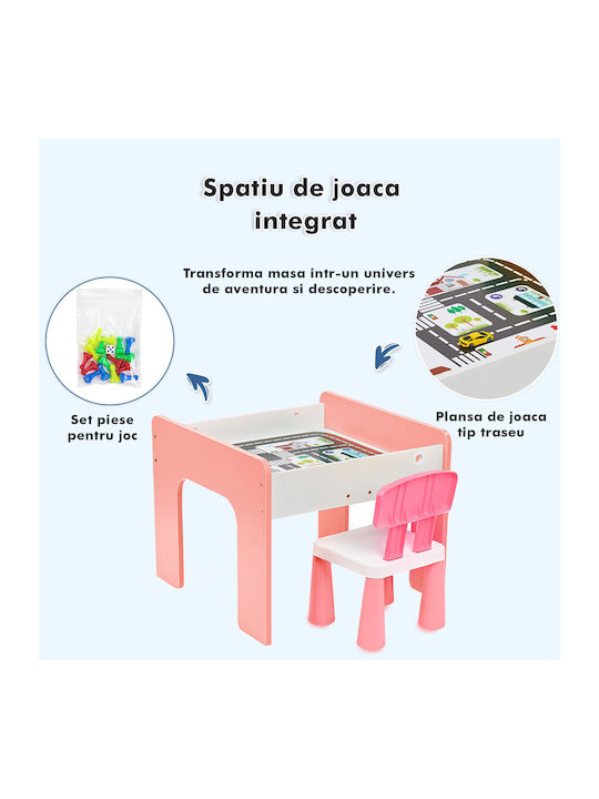 Set Masă cu Scaune pentru Copii pentru Desen Roz