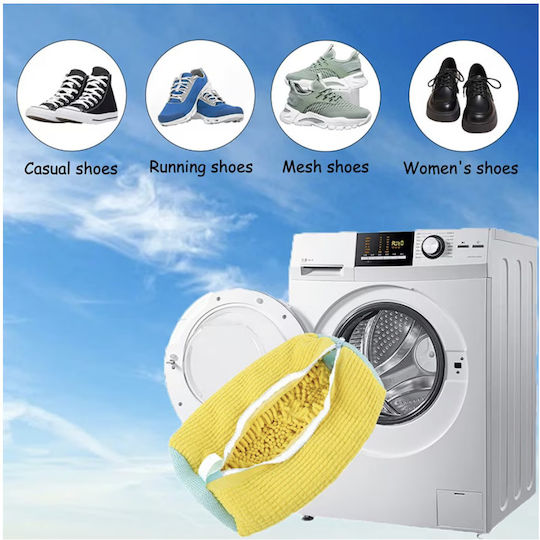 Set 2 Laundry Nets Microfiber Shoe Dryer Quandes Secure Closure Reusable Yellow 39cm*19cm