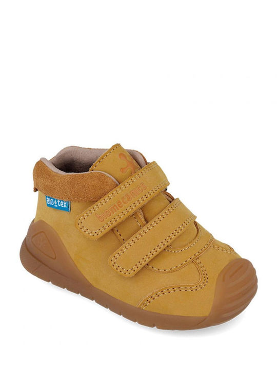 Anatomical Leather Kids Boots with Velcro Brown