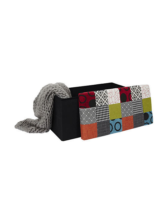 Klappbarer Bankhocker Mit Stauraum Bezogen Mit Stoff Mehrfarbige Patchwork 76x38x38cm