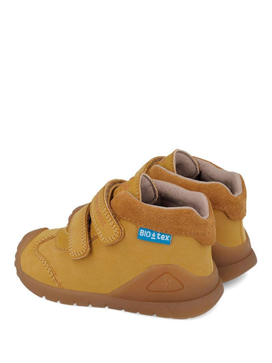 Anatomical Leather Kids Boots with Velcro Brown
