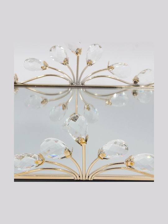 Keskor Metallic Rectangular Decorative Tray with Mirror 38x28x10cm