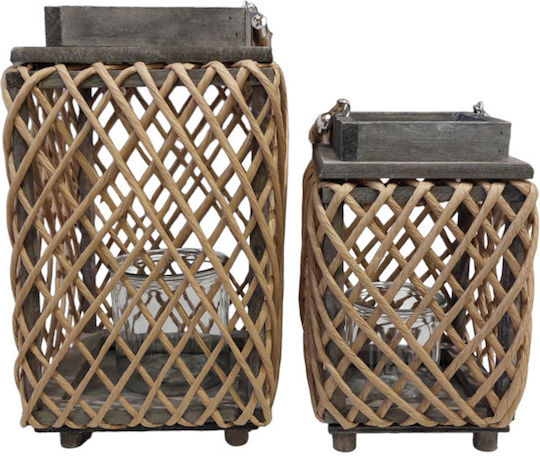 keleman Wooden Lantern Gray 19x19x19cm