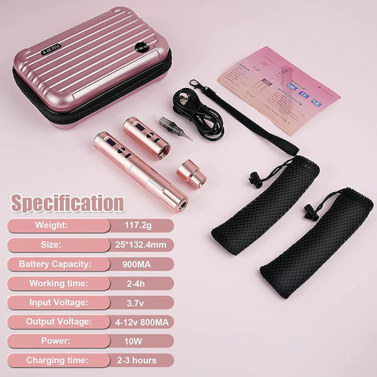Set Micropigmentare Machiaj Permanent Sprâncene Buze Eyeliner Wireless 2 Baterii 900 mAh Ecran Oled Adaptor Rca Rose Gold