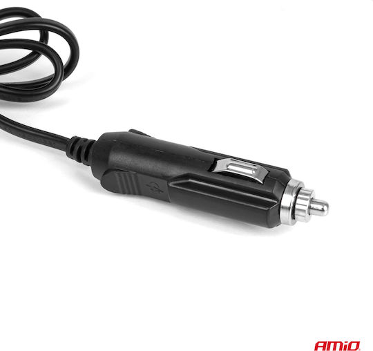 AMiO Φορτιστής Αυτοκινήτου 120W με Θύρες: 1xUSB 1xType-C 4xΑναπτήρα μαζί με Καλώδιο Ενσωματωμένο Μαύρο Χρώμα