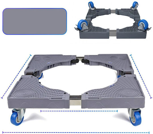 Uncle George 01.05.02-0004 Adjustable Base For Washer/Kitchen/Fridge made of Plastic with Wheels 68x68εκ. 1pcs