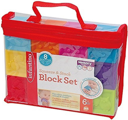 Infantino Bildung Bauklötze Squeeze & Stack Block Set für 6+ Monate 10 Stück