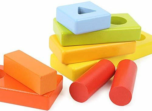 Top Bright Wooden Building Blocks for 3+ Years 30 Pieces