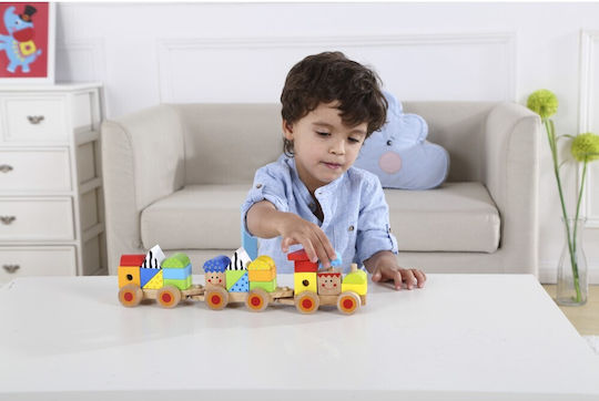 Tooky Toys Bauklötze Zug Stapelspiel Hölzernes für 1,5+ Jahre 26 Stück