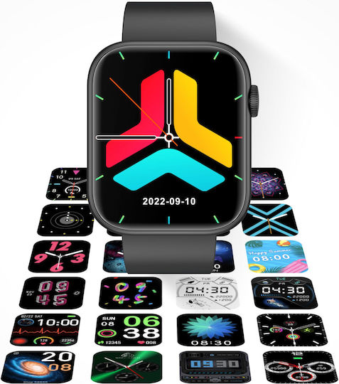 Smartwatch Idealstore Powerstyle Apple Via Bluetooth Integrated Speaker Microphone Voice Assistant Health Monitoring Pulse Oximeter Thermometer 100 Sports Modes App Notifications Black Color