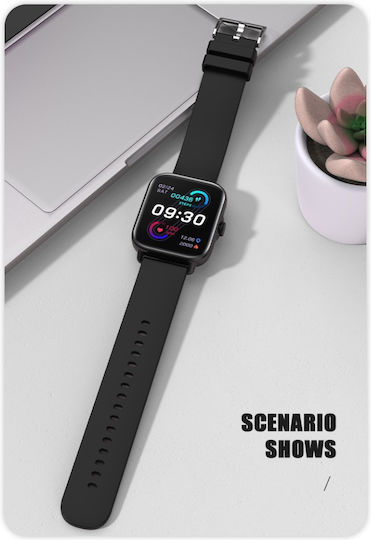 Techno Black Smartwatch Idealstore Full Hd 1.7 Inch Screen 280x280 Resolution Blood Pressure Heart Rate Monitoring Ip67 Water Resistant Bluetooth Call Answering Multi-sport Mode Android Ios Operating System