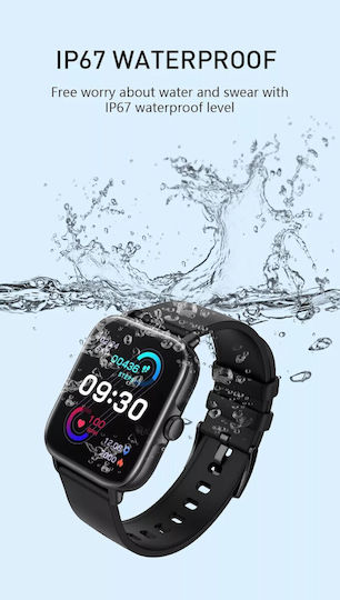 Techno Black Smartwatch Idealstore Full Hd 1.7 Inch Screen 280x280 Resolution Blood Pressure Heart Rate Monitoring Ip67 Water Resistant Bluetooth Call Answering Multi-sport Mode Android Ios Operating System