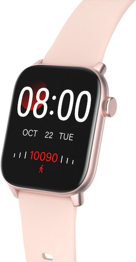 Ikeo+ Smartwatch Fitness Bracelet From Idealstore Metal Alloy Multisport Functions Blood Pressure Monitoring Oxygen Monitoring App Notifications Sleep Monitor Pedometer Ip68 Water Resistant Pink Color