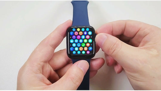 Smartwatch Idealstore I Watch S6 Full Touch Screen Curved 2.5d Screen Call Function Built-in Speaker Microphone Multi-sport Function Heart Rate Sensor Pedometer Sleep Monitor Blue Color