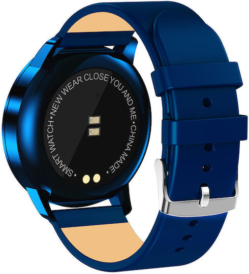 Brățară Fitness Smartwatch Quasar 8 Monitorizare Ritm Cardiac Pași Calorii Notificări Mesaje Rezistent la Apă IP67 Brățară din Piele Ecologică Albastră Culoare Albastră