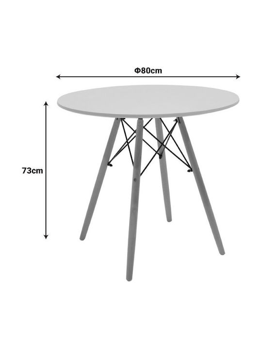 Julita Rund Tisch Küche Holz White, Natural Shade 80x80x73cm