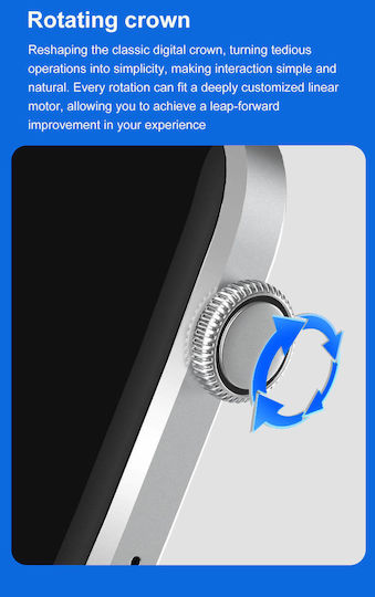 Smartwatch Idealstore Sportapple Echipat cu Difuzor Microfon Apeluri Telefonice Urmărire GPS Mod Multi-sport Senzor Ritm Cardiac Tensiune Arterială Nivel Oxigen Ecran Curbat Curea Metalică Argintie