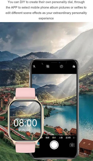 Xiawatch Smartwatch Idealstore Ecran Amoled HD Apelare Bluetooth NFC Asistent Vocal Monitorizare Sănătate Aplicație Piața de Acțiuni Test de Respirație Stres Respingere Apel Mod Multi-sport Silicon Roz