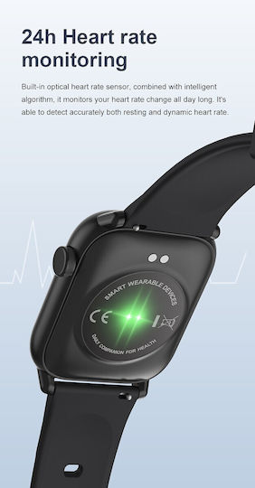 Brățară Fitness Smartwatch Idealstore Ikeo+ Fabricată din Aliaj Metalic Funcții Multisport Monitorizare Tensiune Arterială Monitorizare Oxigen Notificări Aplicații Monitorizare Somn Pedometră Rezistent la Apă Ip68 Culoare Neagră