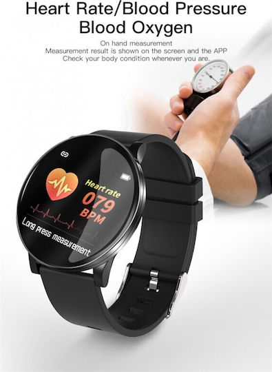 Smartwatch Fitness Bracelet 2in1 Bestproof Extra 8 Step Distance Monitoring Heart Rate Detection Anti-lost Function Weather Display Call Text Notifications Ip67 Waterproof Metallic Black