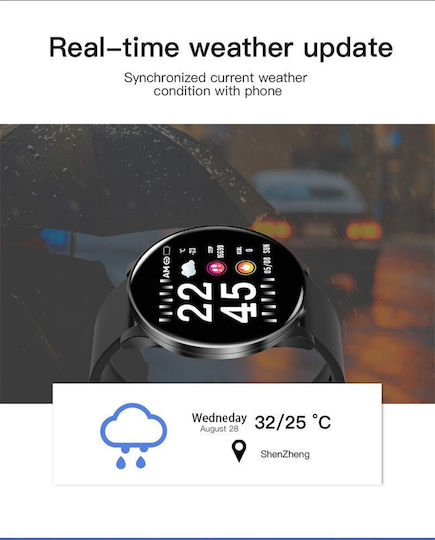 Smartwatch Fitness Bracelet 2in1 Bestproof Extra 8 Step Distance Monitoring Heart Rate Detection Anti-lost Function Weather Display Call Text Notifications Ip67 Waterproof Metallic Black