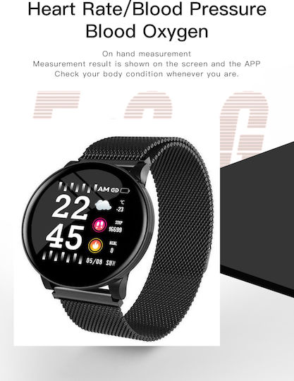 Smartwatch Fitness Bracelet 2in1 Bestproof Extra 8 Step Distance Monitoring Heart Rate Detection Anti-lost Function Weather Display Call Text Notifications Ip67 Waterproof Metallic Black