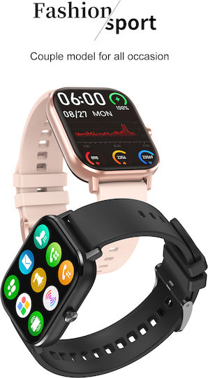 Prince Collection Smartwatch Idealstore 1,96 Zoll Touchscreen Bluetooth-Anruf Nachrichtenbenachrichtigungen Herzfrequenz Schlafüberwachung Multisport Eingebauter Lautsprecher Mikrofon IP67 Alarm Android-iOS Lange Akkulaufzeit Schwarze Edition