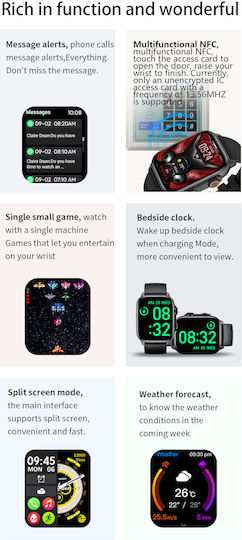 Smartwatch Idealstore Tessla 11 Pro Display Amoled Apelare Bluetooth Difuzor Microfon Monitorizare Somn Sport NFC Asistent Vocal Monitorizare Sănătate Aplicații Bursiere Prognoza Meteo Notificări Facebook Whatsapp Instagram Culoare Neagră