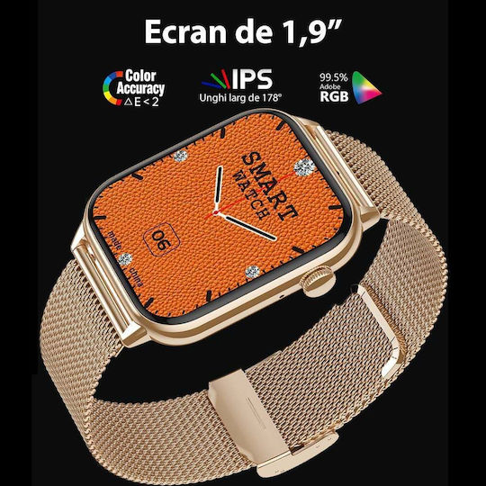 Ceas Inteligent Colecția Star Idealstore Ecran Tactil 1.85 Inch Apel NFC Notificări Mesaje prin Bluetooth Monitorizare Ritm Cardiac Somn Difuzor și Microfon Încorporat IP67 Alarmă Android-iOS Negru Metalic