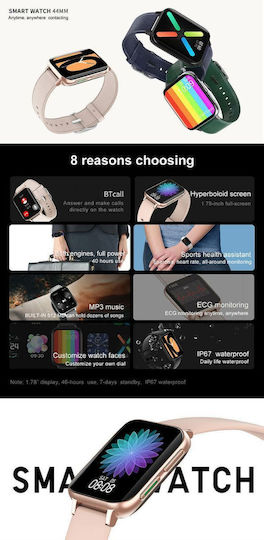 Twinkler Smartwatch Idealstore 1,78" LTPS Display Anruffunktion Herzfrequenzsensor Pulsoximeter Schlafmonitor Multisport Wasserfest Kompatibel mit Android iOS Blaues Leder