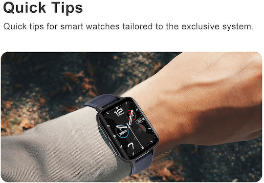 Twinkler Smartwatch Idealstore 1,78" LTPS Display Anruffunktion Herzfrequenzsensor Pulsoximeter Schlafmonitor Multisport Wasserfest Kompatibel mit Android iOS Blaues Leder