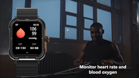 Strongcollection Idealstore Smartwatch Ecran Tactil de 1,83 Inch Notificări Mesaje Social Media Răspuns Apeluri Bluetooth Microfon Încorporat Difuzor Monitorizare Somn Tensiune Arterială Multi-sport IP67 Alarmă Android-iOS Ediția Neagră