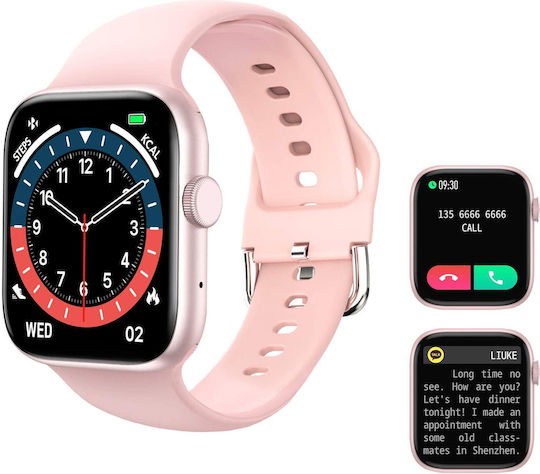 Smartwatch Idealstore I Watch S6 Full Touch Screen Curved 2.5d Display Call Function Built-in Speaker Microphone Multi-sport Function Heart Rate Sensor Pedometer Sleep Monitor Pink Color