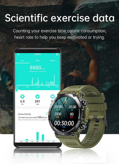 Discoverwatch Smartwatch Idealstore 1.43 Inch Hd Amoled Display Call Answering Function Built-in Speaker Microphone Facebook Whatsapp Instagram Notifications Ai Voice Blood Pressure Stopwatch Pedometer Green