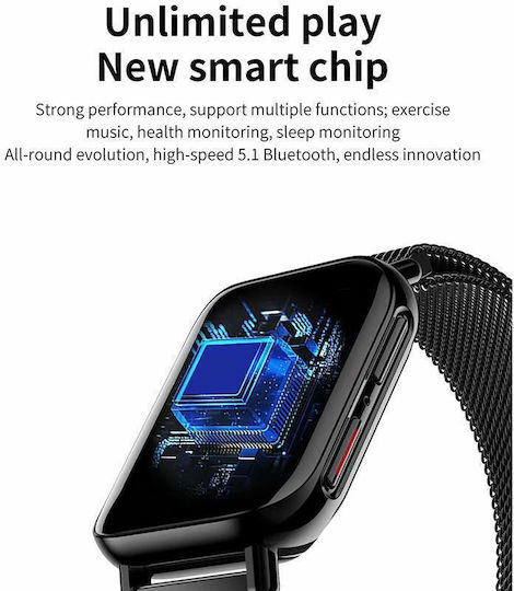 Smartwatch Qwath Idealstore Incoming Call Function Sleep Monitor Heart Rate Monitor Blood Pressure Fitness Tracker 1.54 Inch Tft Screen Ip67 Waterproof Compatible Ios Android Black