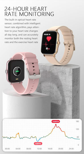 Smartwatch Y20 Squarestyle Idealstore Waterproof Hd Screen 1.7 Inch Compatible Android Ios Bluetooth Notifications Sports Pedometer Heart Rate Monitor Gold