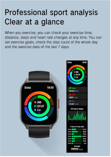 Zonstylefit Smartwatch Idealstore 2.01 Touch Screen Android Ios Speaker-microphone Music Control Camera Calls Messages Whatsapp Facebook Weather Fitness Tracker Ip67 Heart Rate Blood Pressure Spo2 Sleep Monitoring Sports