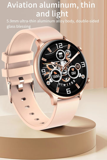 Smartwatch Versa Idealstore Bildschirmgröße 1,32 Zoll Wasserfest Bluetooth Herzfrequenzmesser Blutdruck Blutsauerstoff Anrufbenachrichtigungen Multi-Sport Kompatibel mit iOS Android Rosa