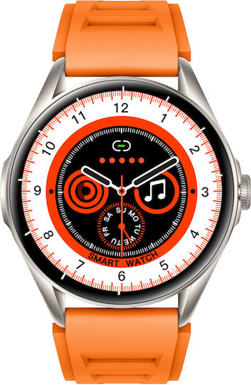 Delta Pro Smartwatch Idealstore 1.43" Amoled тъчскрийн Android Ios високоговорител Bluetooth обаждане аларма време гласов асистент фитнес тракер женска функция монитор на сърдечната честота монитор на кръвното налягане SpO2 оксиметър мулти-спорт оранжев
