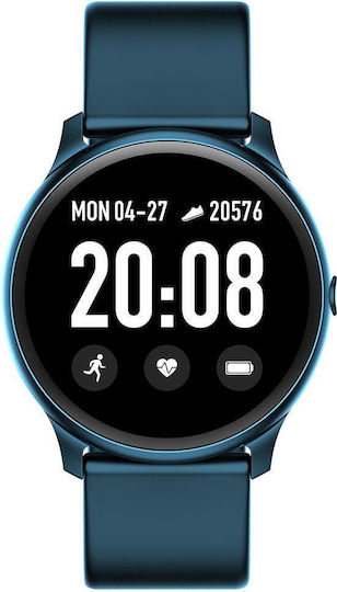 Kingwear Smartwatch Idealstore 1,3 Zoll HD Touchscreen Wasserfest Schrittzähler Herzfrequenzmesser Blutdruckmesser Sitzende Erinnerung Sportmodus Blau