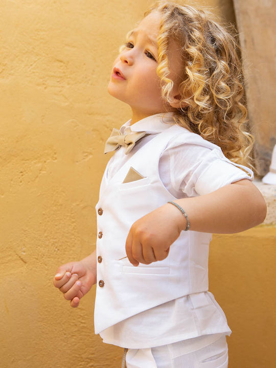 Bambolino Baptism Suit with Vest for Boys Filippos White 6 Pieces