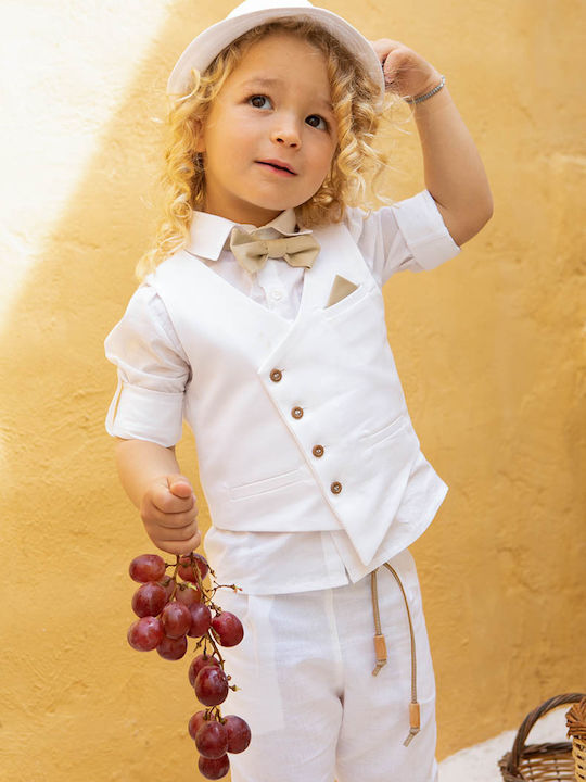 Bambolino Baptism Suit with Vest for Boys Filippos White 6 Pieces