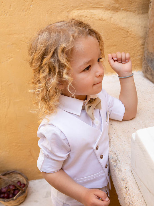 Bambolino Baptism Suit with Vest for Boys Filippos White 6 Pieces